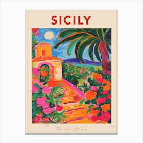 Sicily Italia Travel Poster Canvas Print
