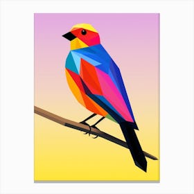 Colourful Geometric Bird Cowbird 2 Canvas Print