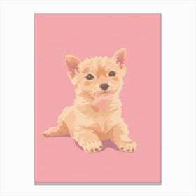 Puppy On A Pink Background Canvas Print