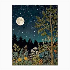 Moonlight In The Garden Style William Morris Art Print Canvas Print