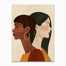 Two Women With Hoop Earrings Canvas Print