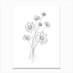 Lineart Flowers Canvas Print