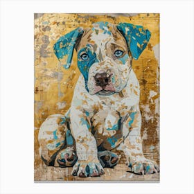 Puppy Dog Gold Effect Collage 3 Canvas Print