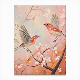 Vintage Japanese Inspired Bird Print Hermit Thrush 3 Canvas Print