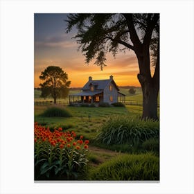 Sunset At The Farm 1 Canvas Print