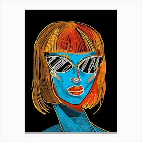 Woman In Sunglasses Modern Canvas Print