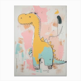 Retro Abstract Dinosaur Cartoon Canvas Print
