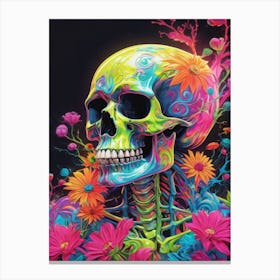 Neon Iridescent Skull Painting (22) Canvas Print