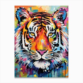 Tiger Art In Outsider Art Style 4 Canvas Print