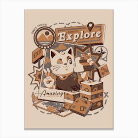 Born to Explore - Cute Traveler Cat Gift Canvas Print