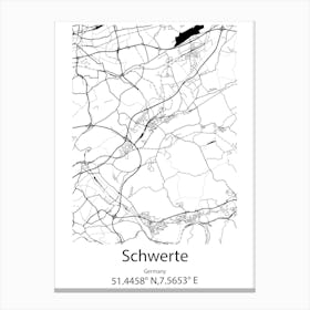 Schwerte,Germany Minimalist Map Canvas Print