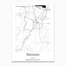 Rzeszow,Poland Minimalist Map Canvas Print