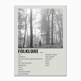 Taylor Swift Folklore Poster 1 Canvas Print