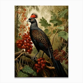 Dark And Moody Botanical Pheasant 8 Canvas Print