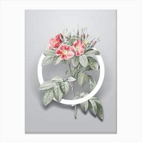 Vintage Pasture Rose Minimalist Floral Geometric Circle on Soft Gray n.0094 Canvas Print