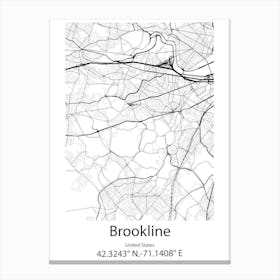 Brookline,United States Minimalist Map 1 Stampe su tela