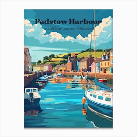 Padstow Fishing Village Travel Illustration Canvas Print