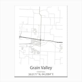 Grain Valley,United States Minimalist Map Lienzo