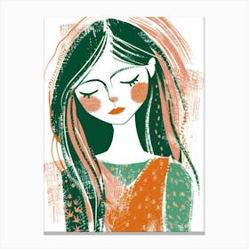 Girl With Long Hair 10 Canvas Print