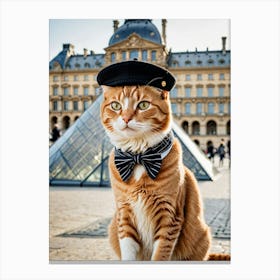 Whiskered Wanderlust: Capturing Iconic Views Cat In Paris on Sightseeing Tour Canvas Print