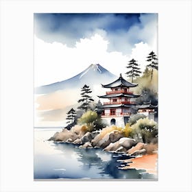 Japanese Landscape Watercolor Painting (64) 1 Canvas Print
