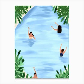 Illustration Of People Swimming In A Pool Canvas Print