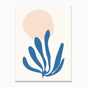 Matisse inspired Celadon Blue and Peach Leaf Cutout Canvas Print