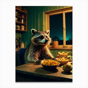 Raccoon In The Kitchen Canvas Print