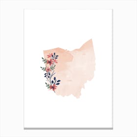 Ohio Watercolor Floral State Canvas Print