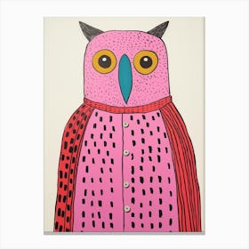 Pink Polka Dot Owl 8 Canvas Print