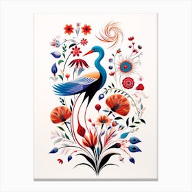 Scandinavian Bird Illustration Egret 1 Canvas Print
