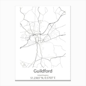 Guildford,United Kingdom Minimalist Map Canvas Print