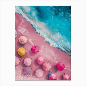 Pink Beach Umbrellas Canvas Print