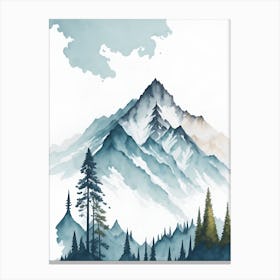 Mountain And Forest In Minimalist Watercolor Vertical Composition 208 Canvas Print