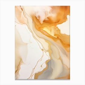 Ochre And White Flow Asbtract Painting 3 Canvas Print