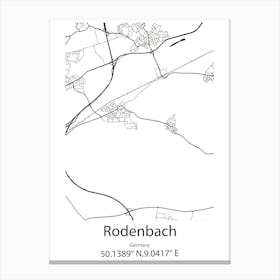 Rodenbach,Germany Minimalist Map Canvas Print