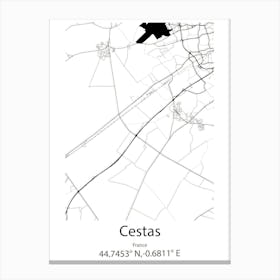 Cestas,France Minimalist Map Canvas Print