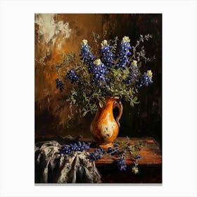 Baroque Floral Still Life Bluebonnet 4 Canvas Print