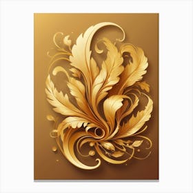 Golden Leaves On A Brown Background Canvas Print