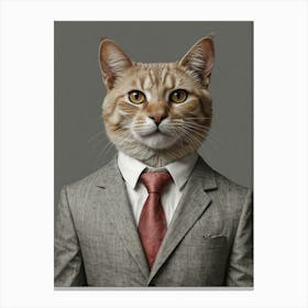 Cat In A Suit 16 Canvas Print