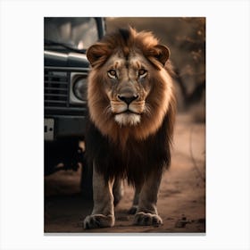 Lion In The Desert Canvas Print
