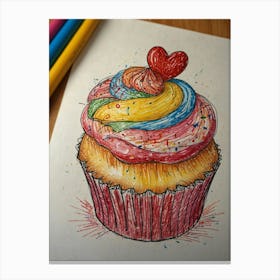 Cupcake Drawing 3 Canvas Print