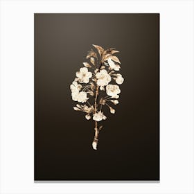Gold Botanical Pear Tree Flowers on Chocolate Brown n.2752 Canvas Print