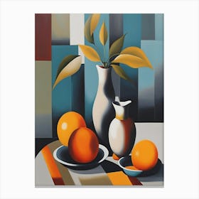 Oranges In A Vase Canvas Print