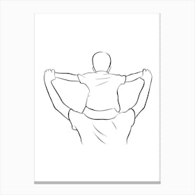 Drawing Of A Father Holding His Son hand drawing minimalist line art Canvas Print