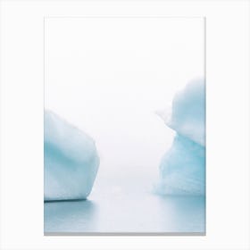 Iceberg Duet In Iceland Glacier Lagoon In Fog Landscape Photography Canvas Print