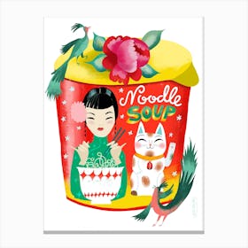 Lucky Cat Asian Noodle Soup Canvas Print