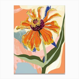 Colourful Flower Illustration Zinnia 1 Canvas Print
