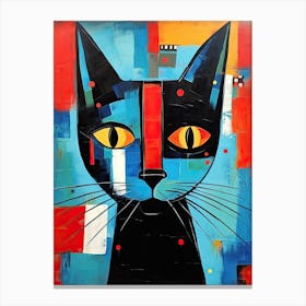 Geometric Grace: Minimalist Cubist Cat Portrait Canvas Print