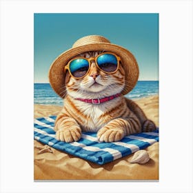 Cat On The Beach Canvas Print Canvas Print